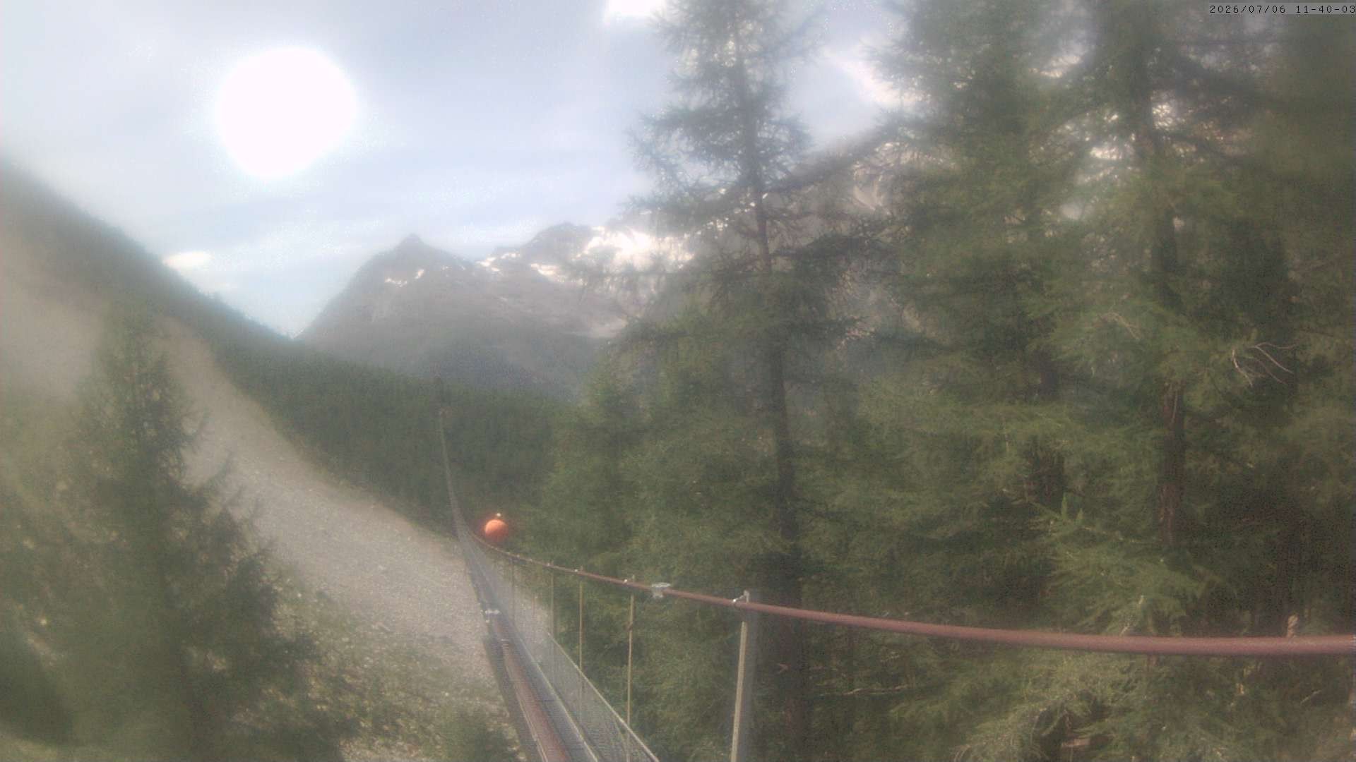 Archived image Webcam Grächen - View Suspension Bridge Charles Kuonen