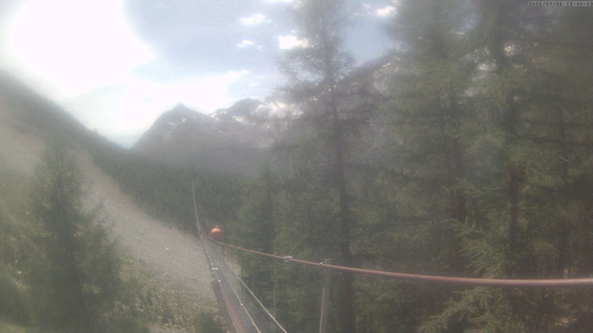 Archived image Webcam Grächen - View Suspension Bridge Charles Kuonen