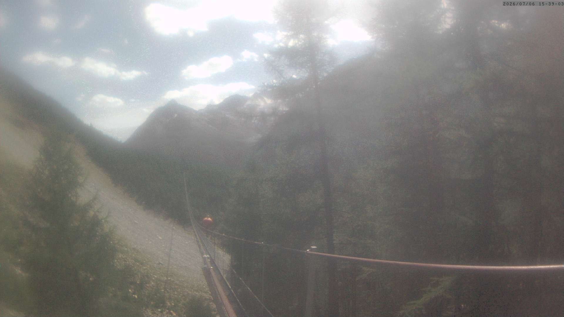 Archived image Webcam Grächen - View Suspension Bridge Charles Kuonen