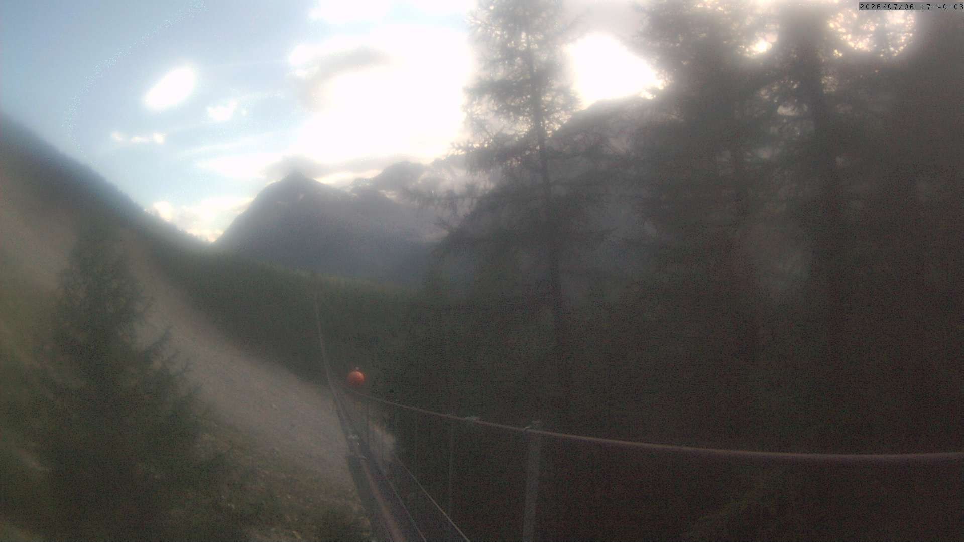 Archived image Webcam Grächen - View Suspension Bridge Charles Kuonen