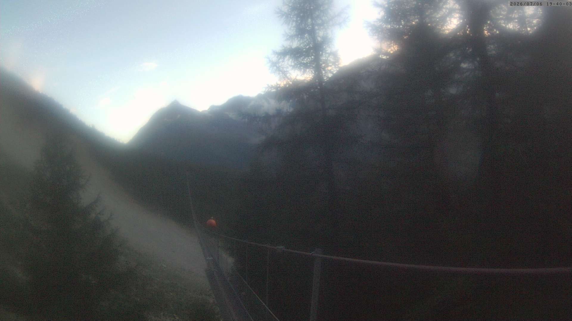 Archived image Webcam Grächen - View Suspension Bridge Charles Kuonen