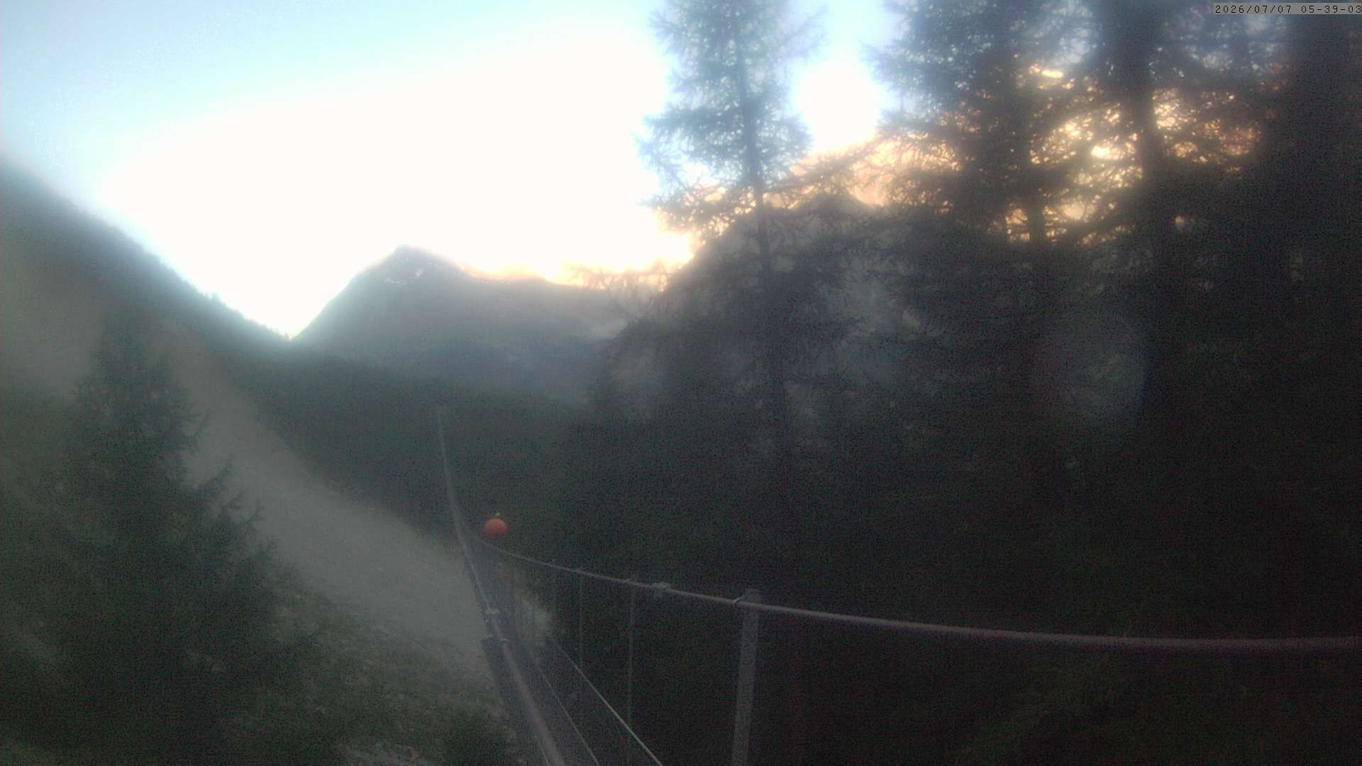 Archiv Foto Webcam Grächen: Charles Kuonen Hängebrücke