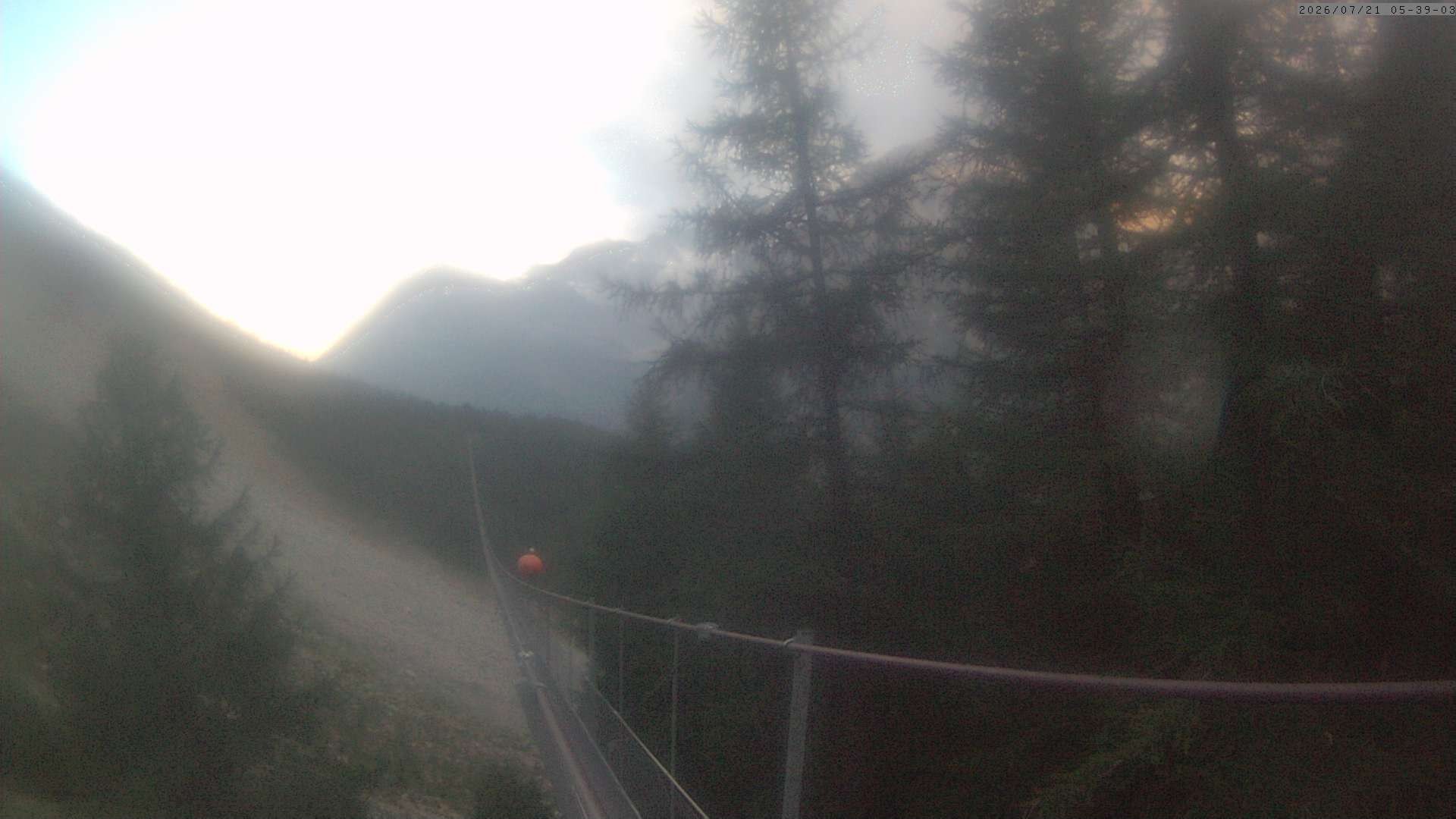 Archiv Foto Webcam Grächen: Charles Kuonen Hängebrücke