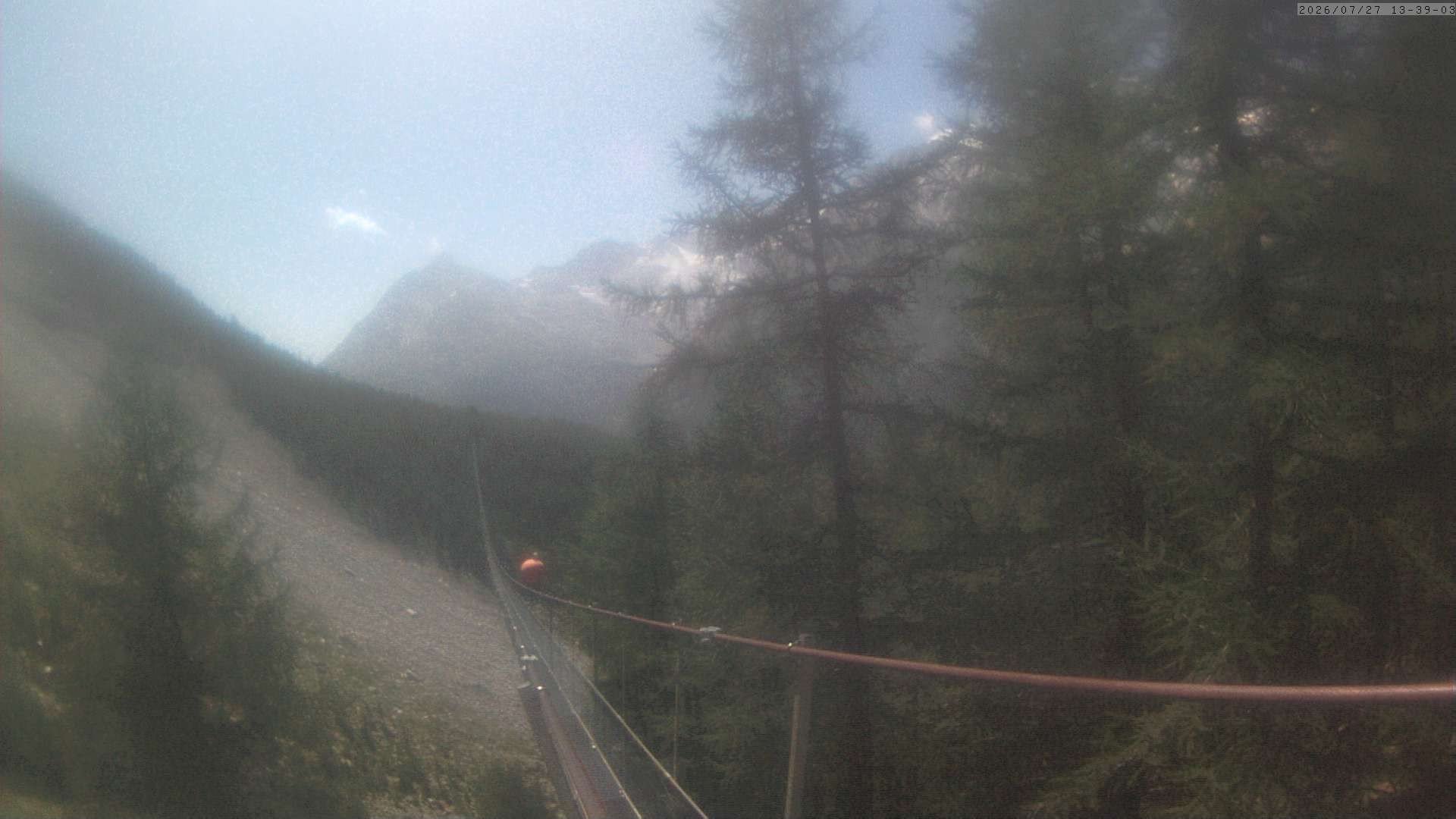 Archiv Foto Webcam Grächen: Charles Kuonen Hängebrücke