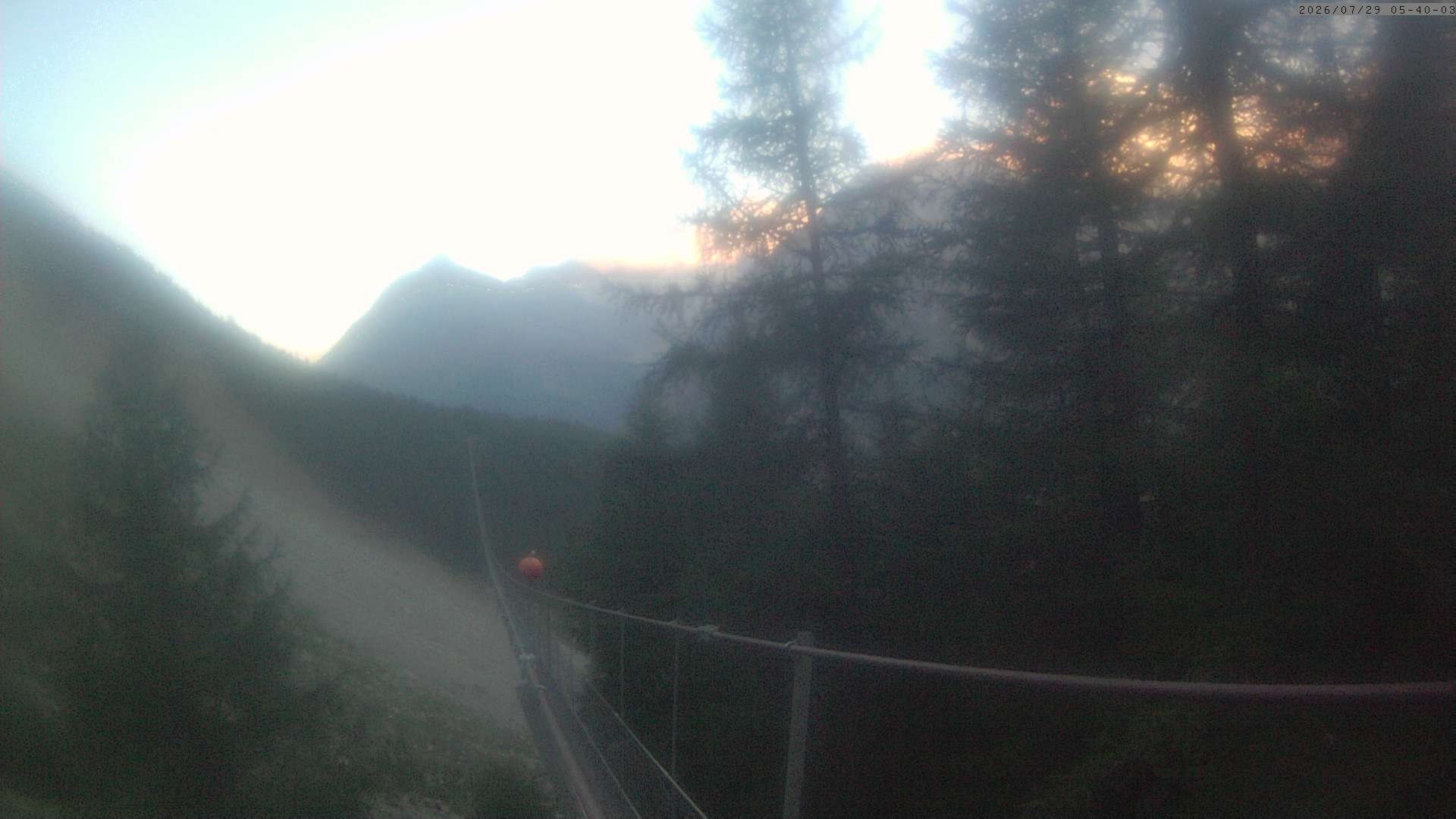 Archived image Webcam Grächen - View Suspension Bridge Charles Kuonen