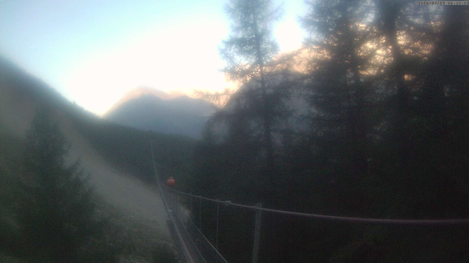 Archived image Webcam Grächen - View Suspension Bridge Charles Kuonen