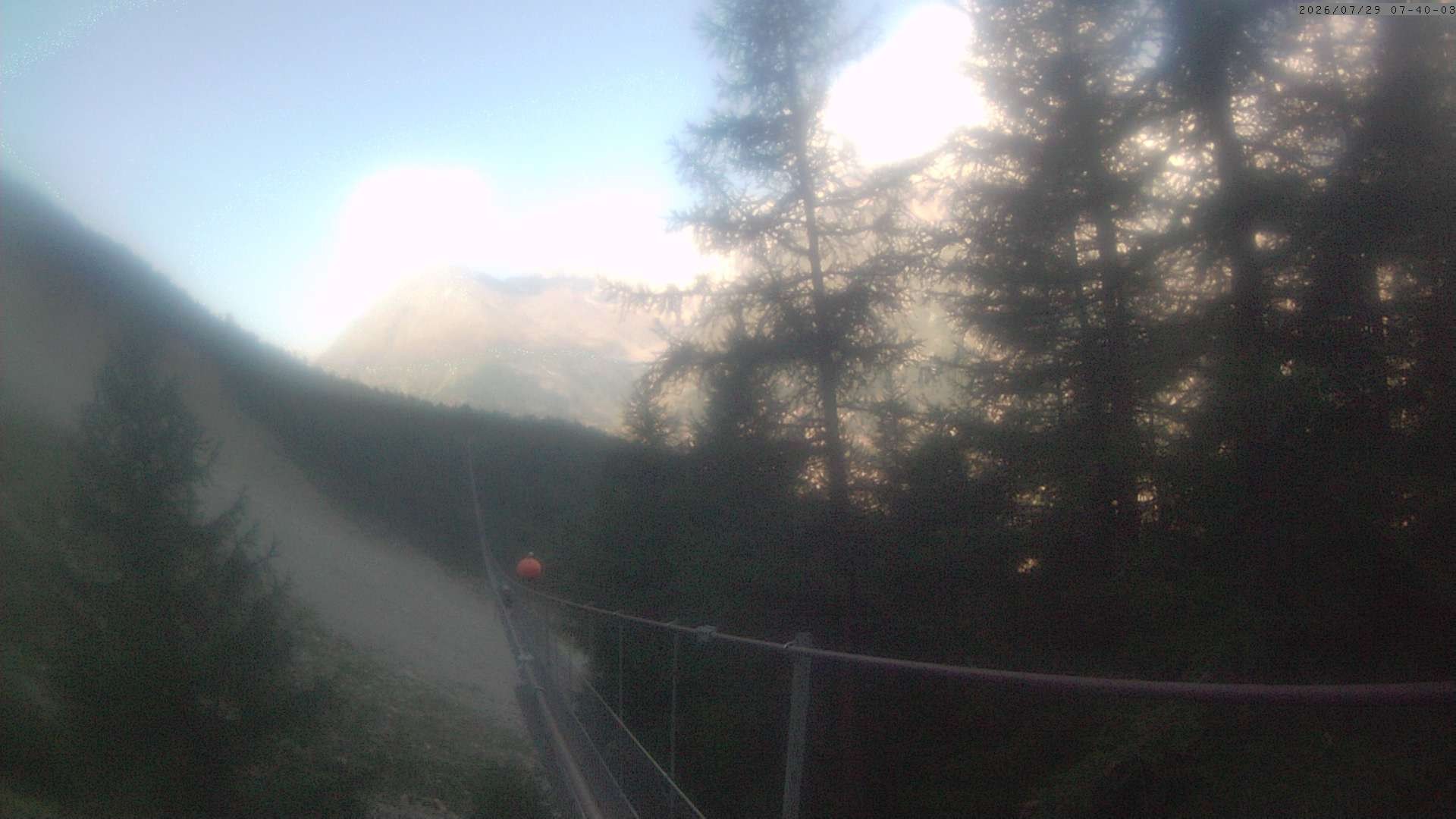 Archived image Webcam Grächen - View Suspension Bridge Charles Kuonen