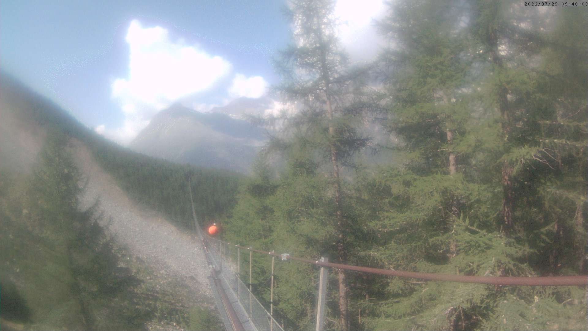 Archived image Webcam Grächen - View Suspension Bridge Charles Kuonen