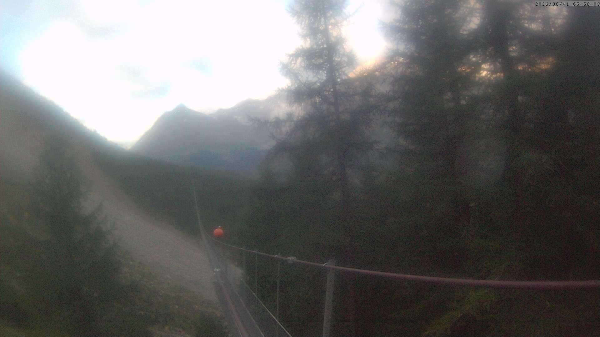 Archived image Webcam Grächen - View Suspension Bridge Charles Kuonen
