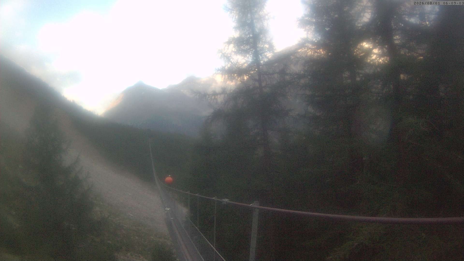 Archived image Webcam Grächen - View Suspension Bridge Charles Kuonen