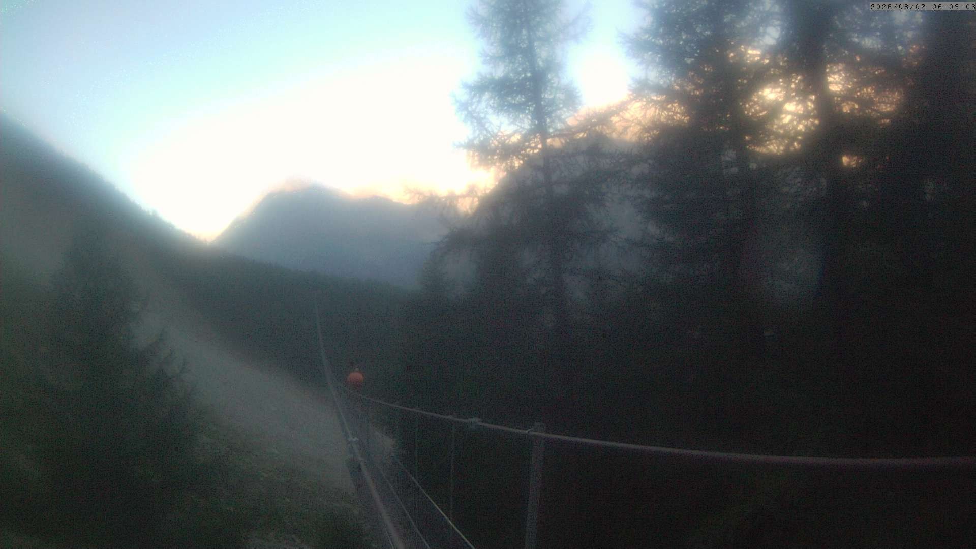 Archived image Webcam Grächen - View Suspension Bridge Charles Kuonen