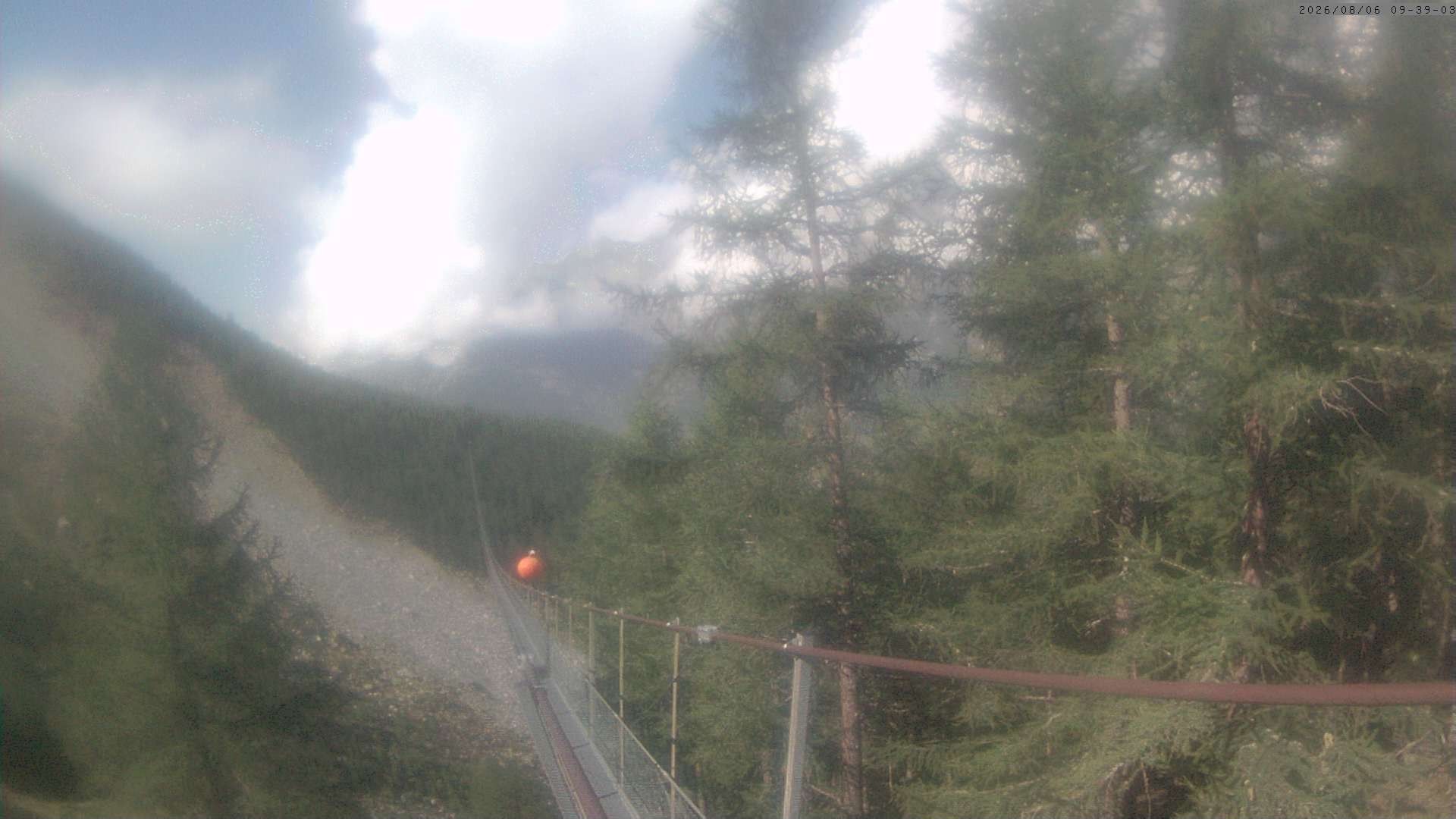Archiv Foto Webcam Grächen: Charles Kuonen Hängebrücke