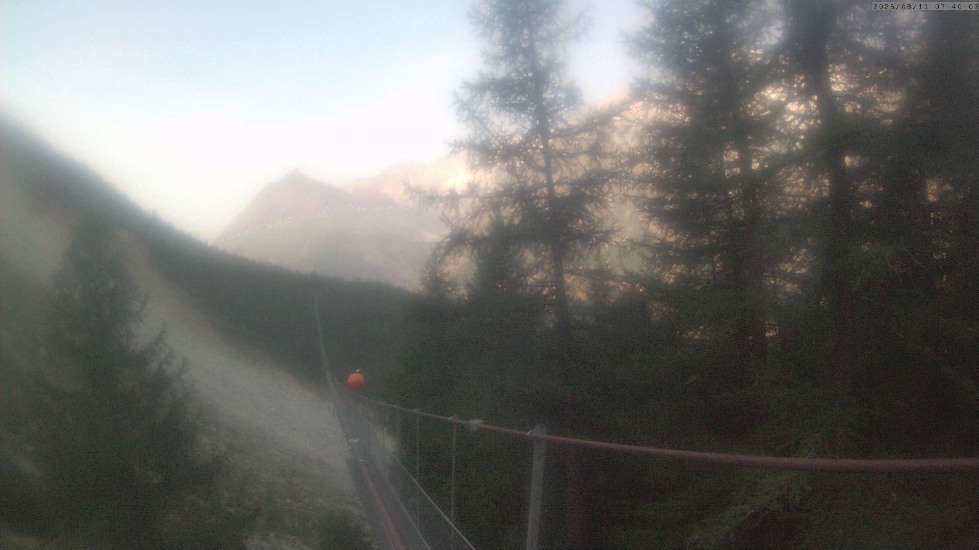 Archiv Foto Webcam Grächen: Charles Kuonen Hängebrücke