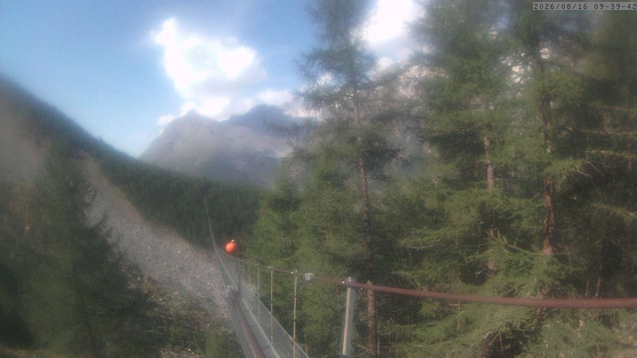 Archiv Foto Webcam Grächen: Charles Kuonen Hängebrücke