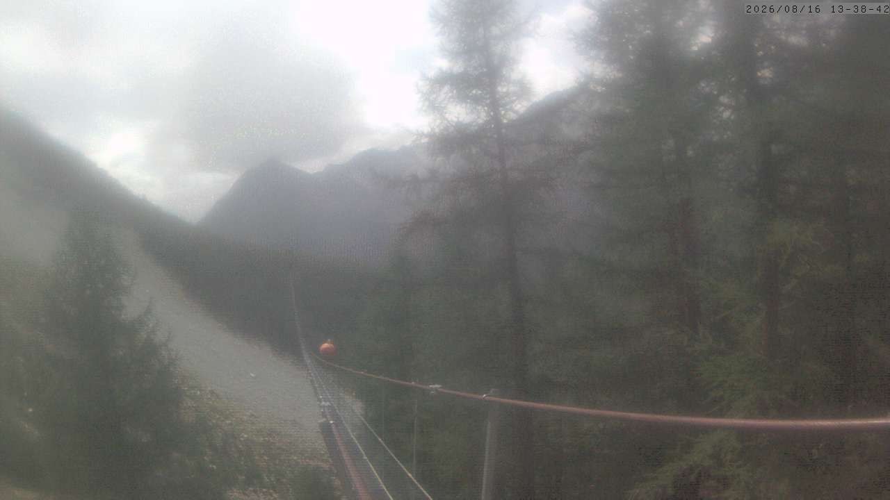 Archiv Foto Webcam Grächen: Charles Kuonen Hängebrücke
