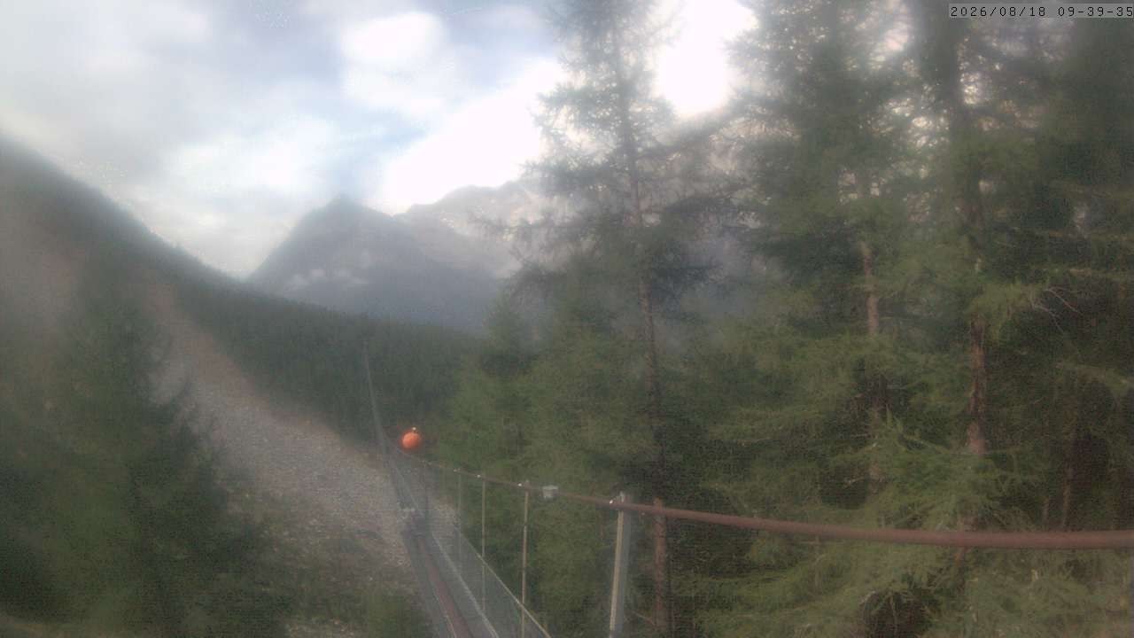 Archiv Foto Webcam Grächen: Charles Kuonen Hängebrücke