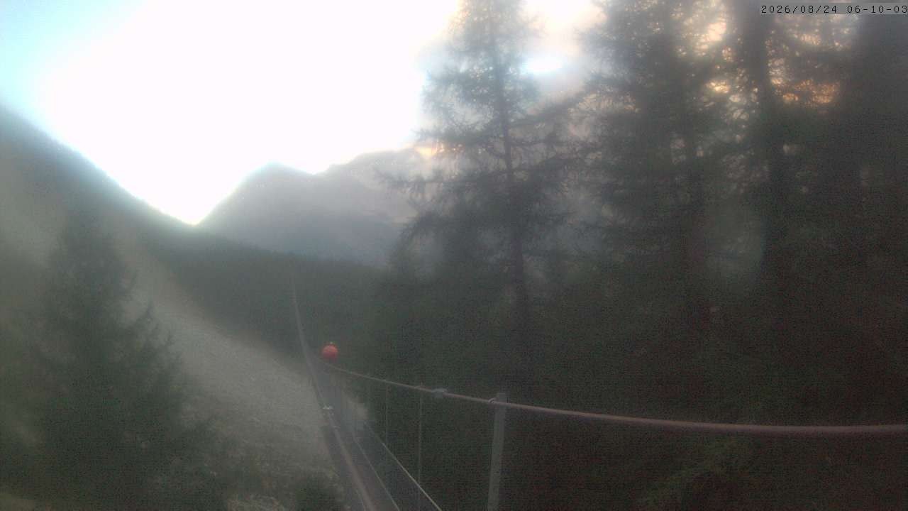 Archiv Foto Webcam Grächen: Charles Kuonen Hängebrücke
