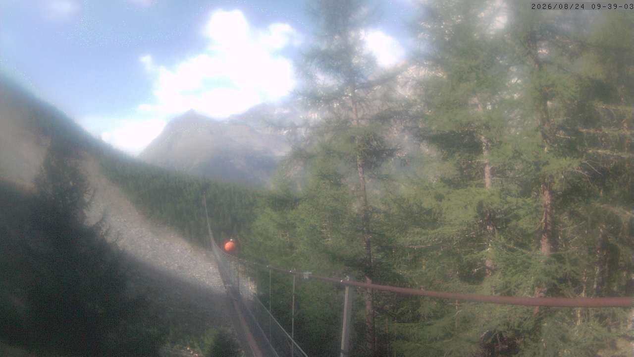 Archiv Foto Webcam Grächen: Charles Kuonen Hängebrücke