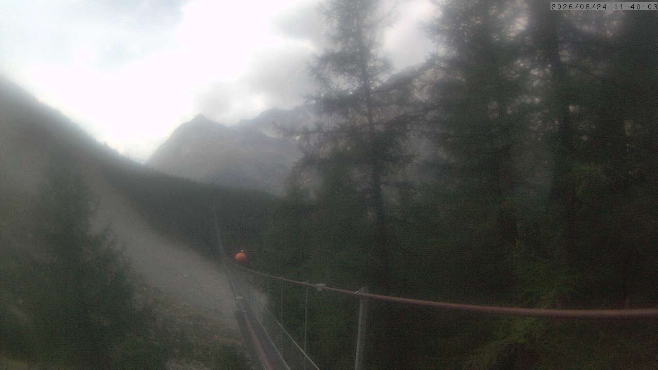 Archiv Foto Webcam Grächen: Charles Kuonen Hängebrücke