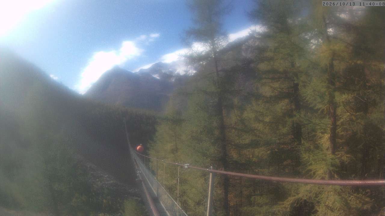 Archiv Foto Webcam Grächen: Charles Kuonen Hängebrücke