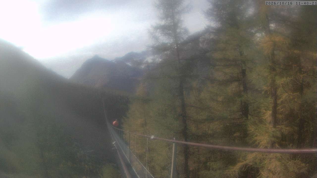 Archiv Foto Webcam Grächen: Charles Kuonen Hängebrücke