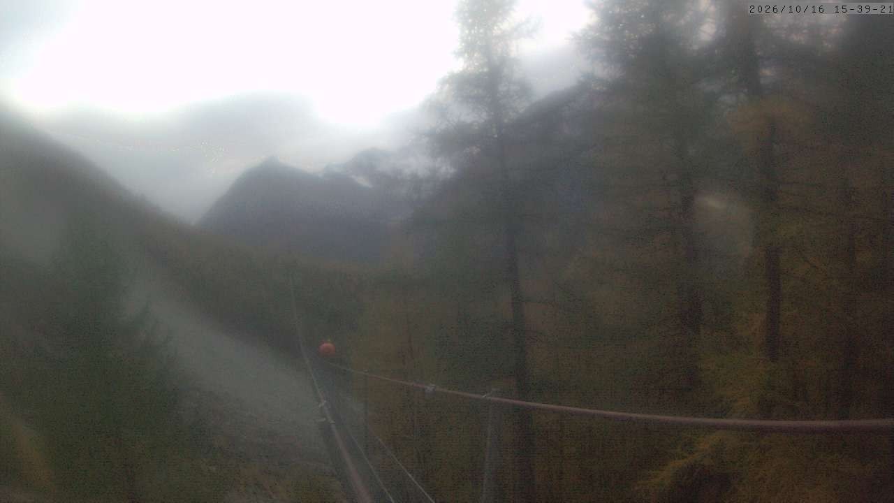 Archiv Foto Webcam Grächen: Charles Kuonen Hängebrücke