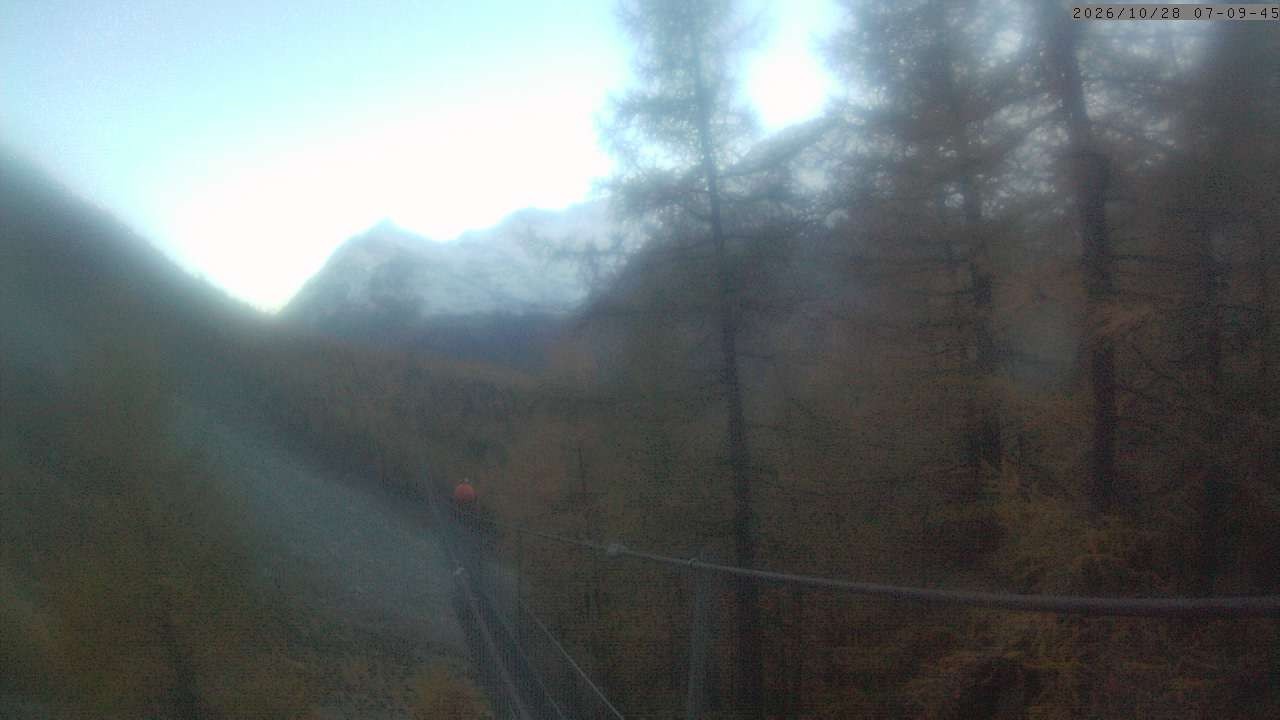 Archived image Webcam Grächen - View Suspension Bridge Charles Kuonen