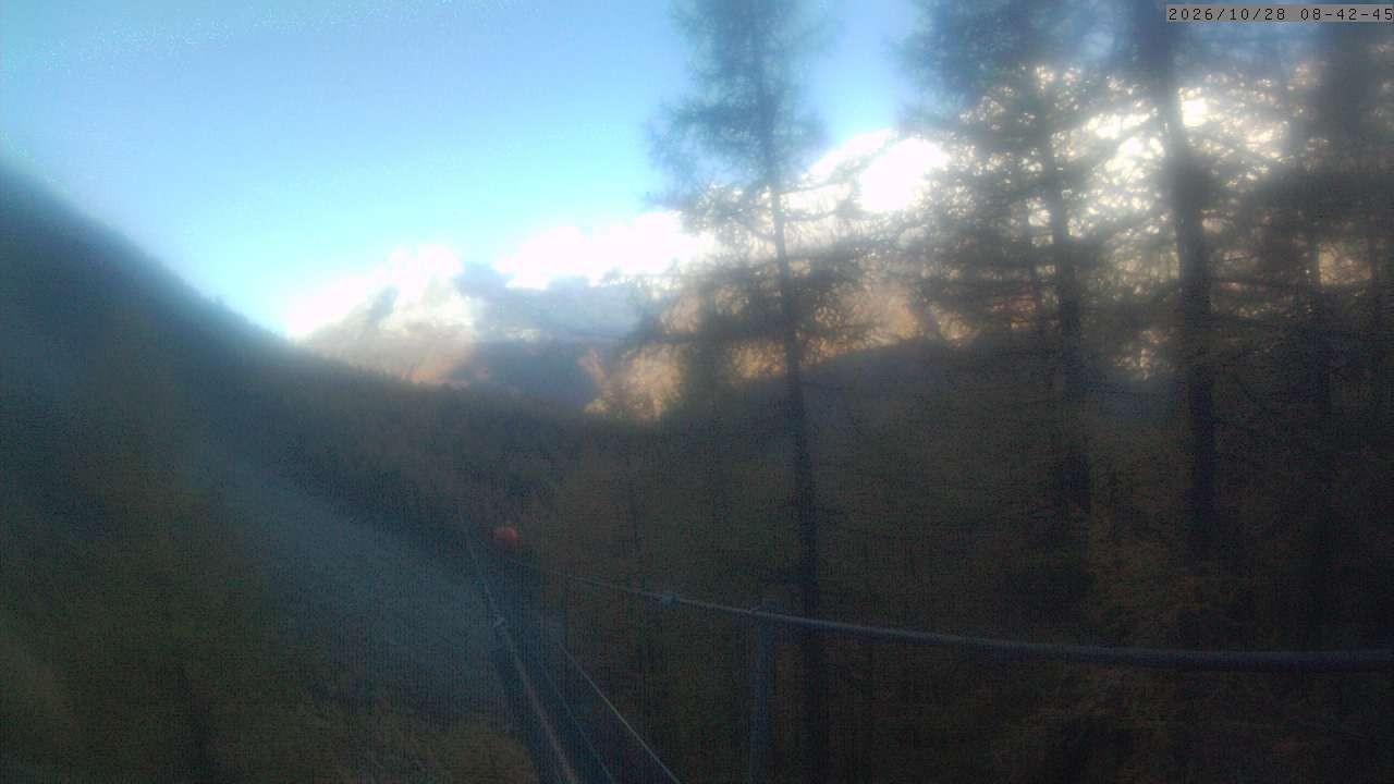 Archived image Webcam Grächen - View Suspension Bridge Charles Kuonen