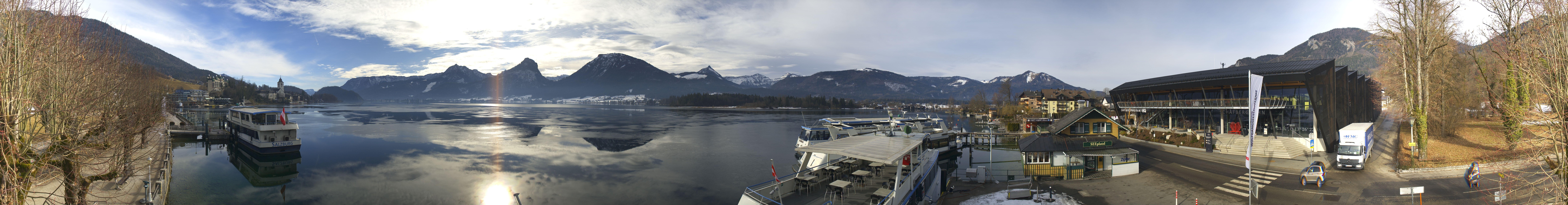 Archiv Foto Webcam Anlegesteg und Bahnhof am Wolfgangsee