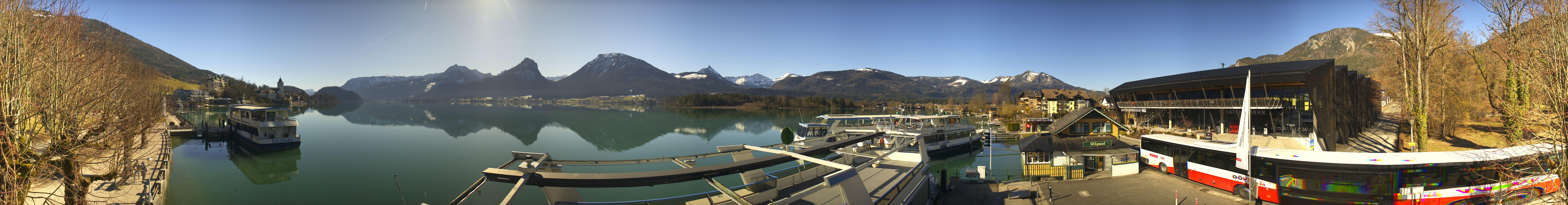Archiv Foto Webcam Anlegesteg und Bahnhof am Wolfgangsee