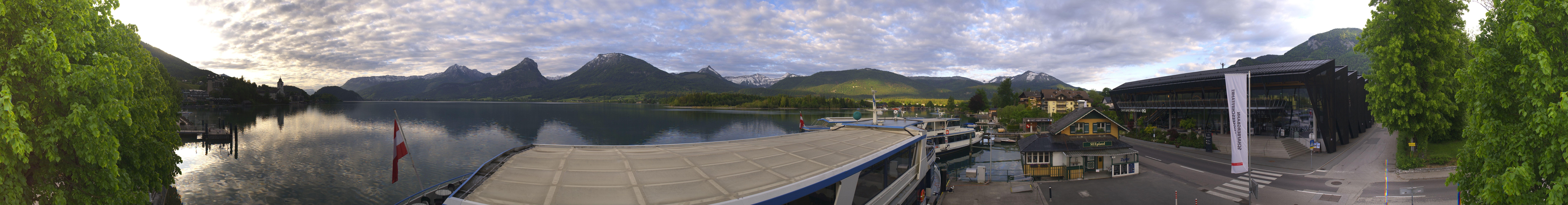 Archiv Foto Webcam Anlegesteg und Bahnhof am Wolfgangsee