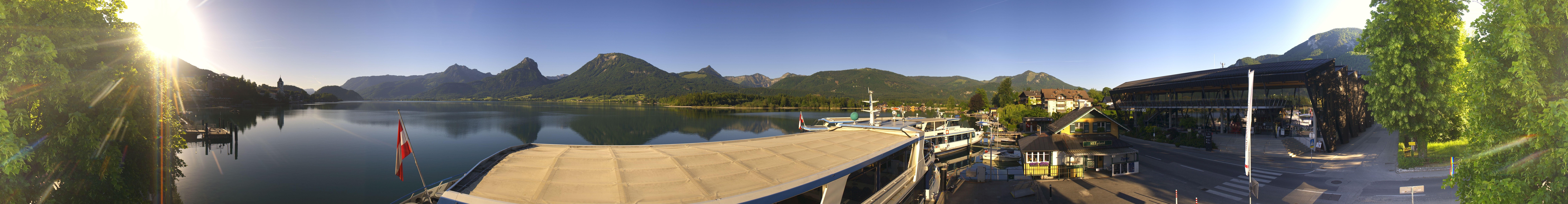 Archiv Foto Webcam Anlegesteg und Bahnhof am Wolfgangsee