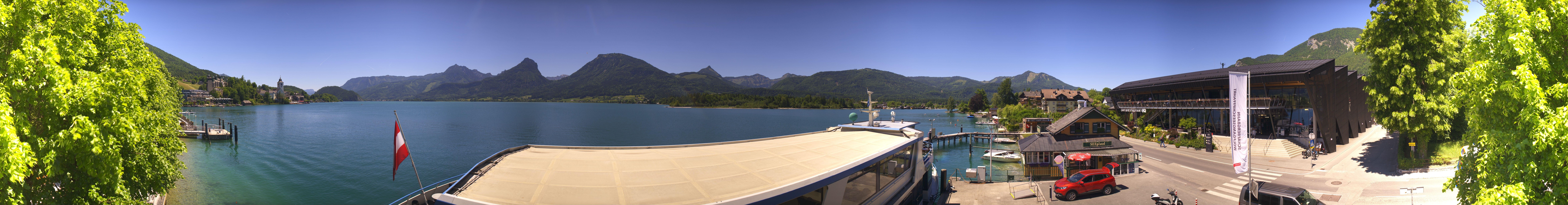 Archiv Foto Webcam Anlegesteg und Bahnhof am Wolfgangsee