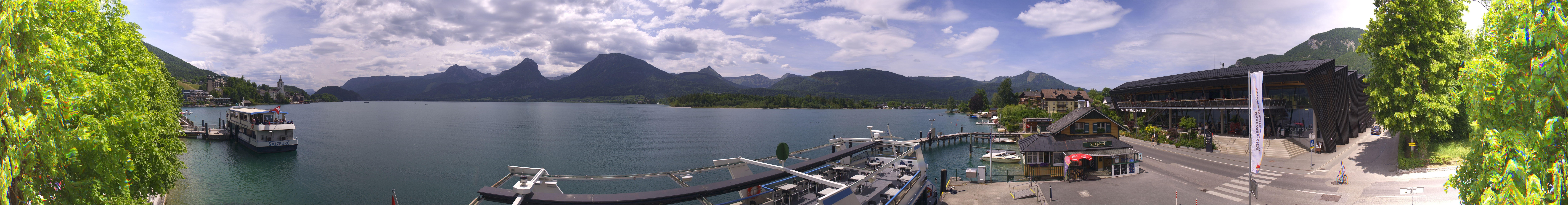 Archiv Foto Webcam Anlegesteg und Bahnhof am Wolfgangsee