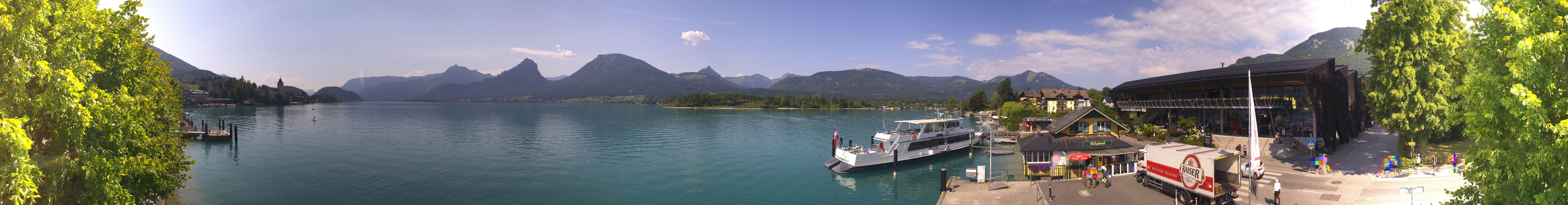 Archiv Foto Webcam Anlegesteg und Bahnhof am Wolfgangsee