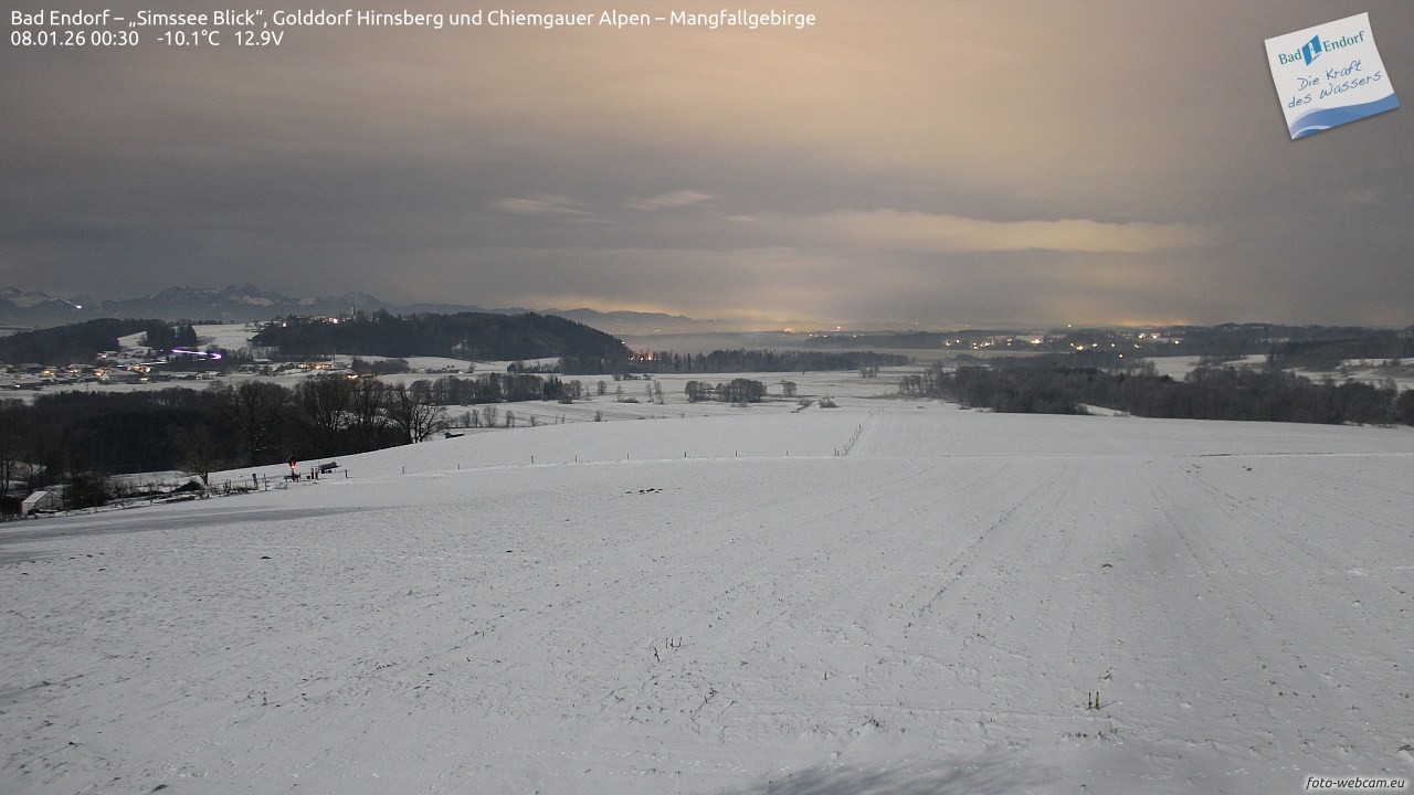 Archiv Foto Webcam Bad Endorf - Blick über den Simssee auf Wendelstein