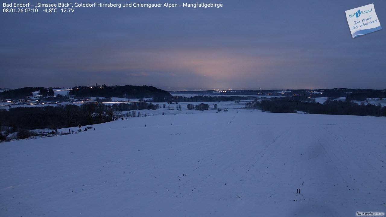 Archiv Foto Webcam Bad Endorf - Blick über den Simssee auf Wendelstein