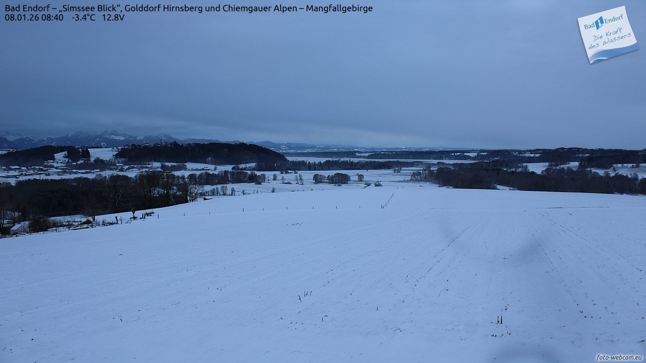 Archiv Foto Webcam Bad Endorf - Blick über den Simssee auf Wendelstein