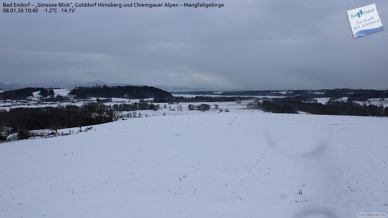 Archiv Foto Webcam Bad Endorf - Blick über den Simssee auf Wendelstein