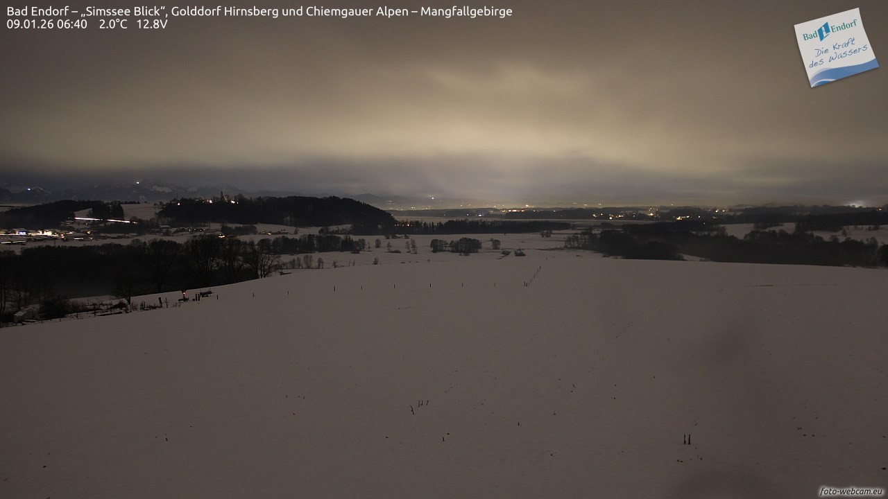Archiv Foto Webcam Bad Endorf - Blick über den Simssee auf Wendelstein