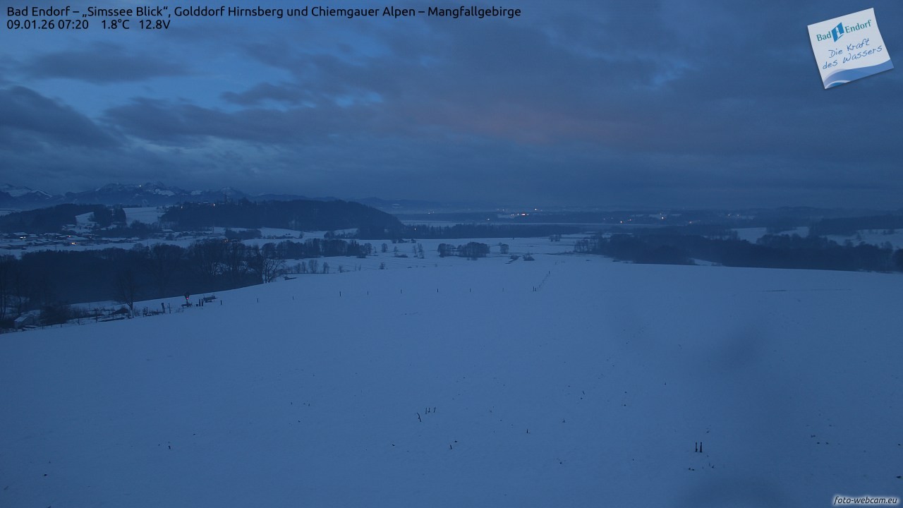Archiv Foto Webcam Bad Endorf - Blick über den Simssee auf Wendelstein