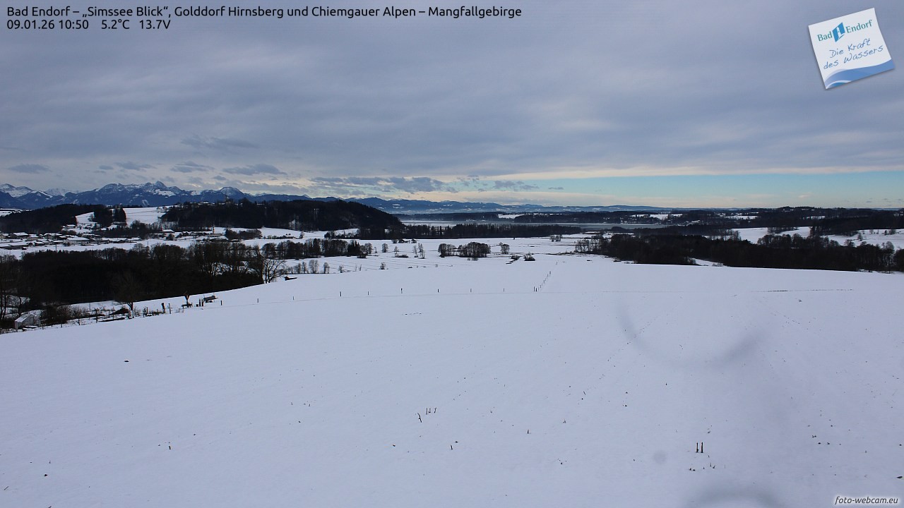 Archiv Foto Webcam Bad Endorf - Blick über den Simssee auf Wendelstein