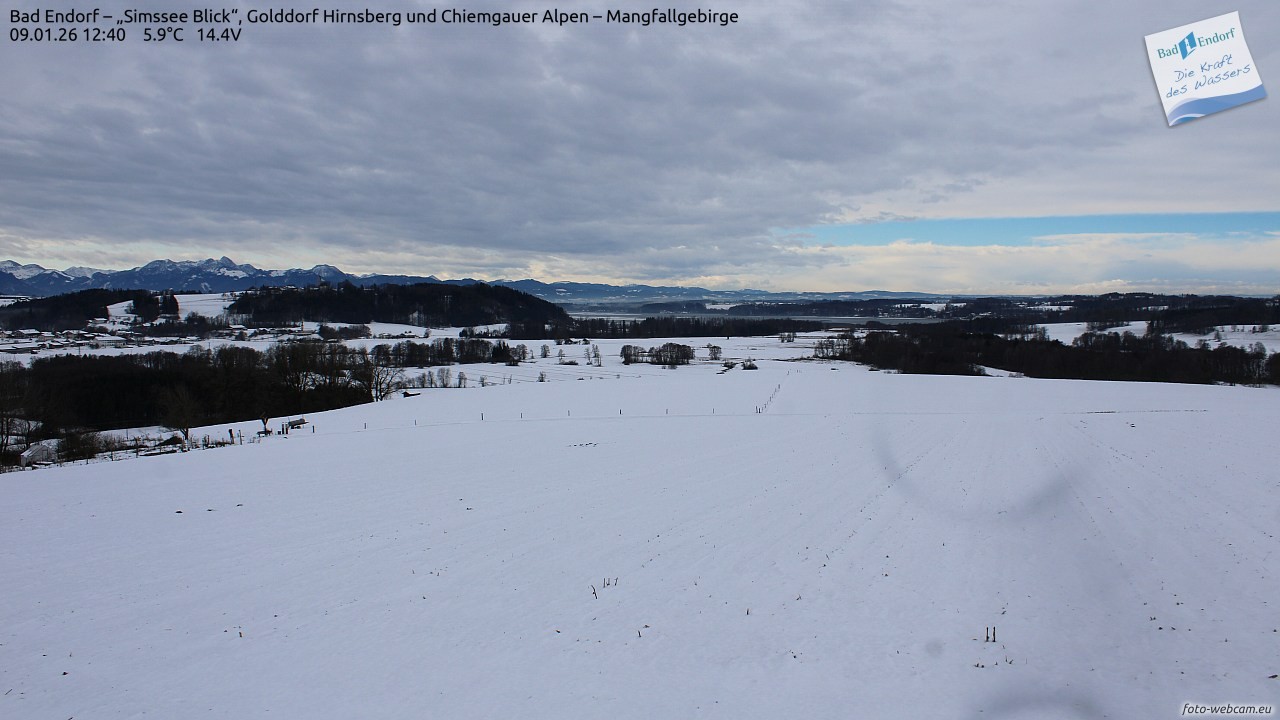 Archiv Foto Webcam Bad Endorf - Blick über den Simssee auf Wendelstein