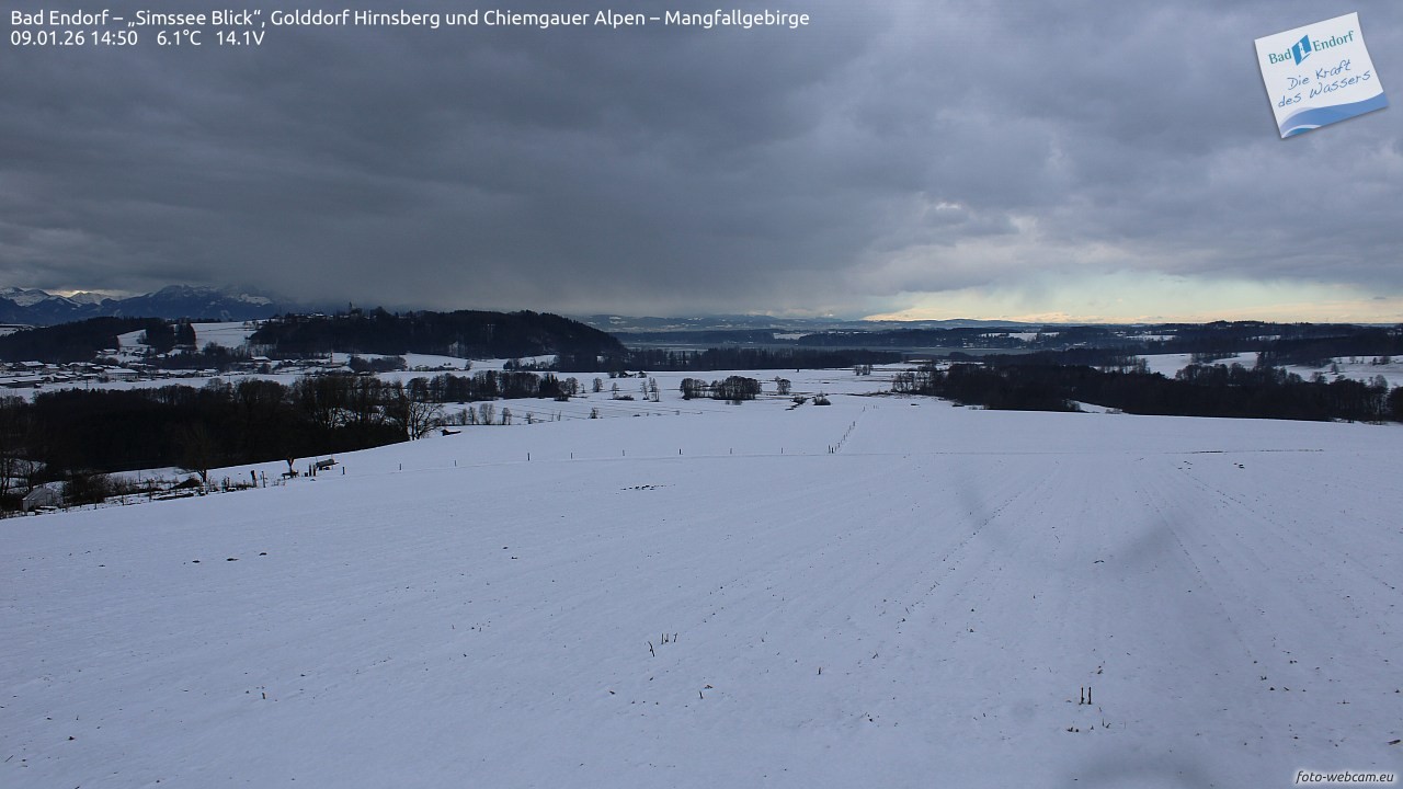 Archiv Foto Webcam Bad Endorf - Blick über den Simssee auf Wendelstein