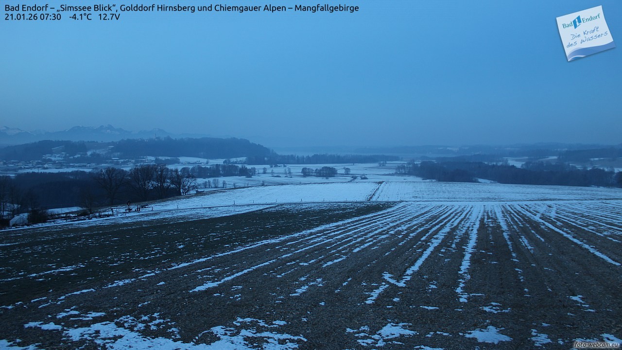 Archiv Foto Webcam Bad Endorf - Blick über den Simssee auf Wendelstein
