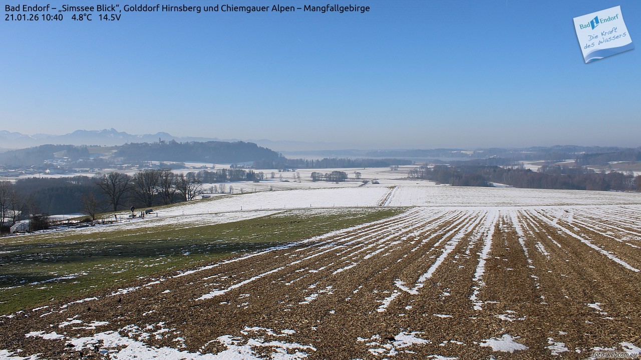 Archiv Foto Webcam Bad Endorf - Blick über den Simssee auf Wendelstein