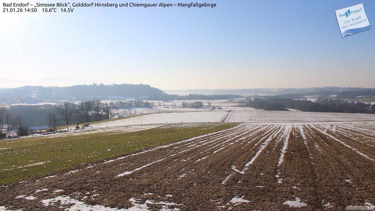 Archiv Foto Webcam Bad Endorf - Blick über den Simssee auf Wendelstein