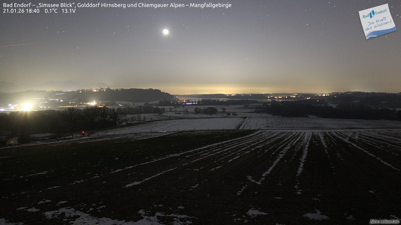 Archiv Foto Webcam Bad Endorf - Blick über den Simssee auf Wendelstein