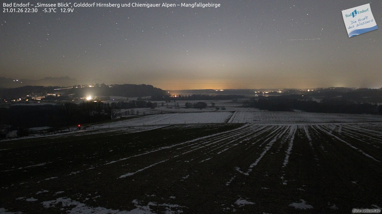 Archiv Foto Webcam Bad Endorf - Blick über den Simssee auf Wendelstein