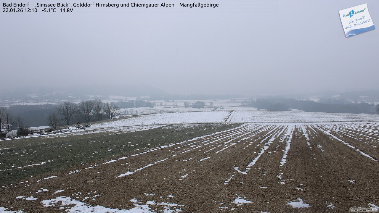 Archiv Foto Webcam Bad Endorf - Blick über den Simssee auf Wendelstein